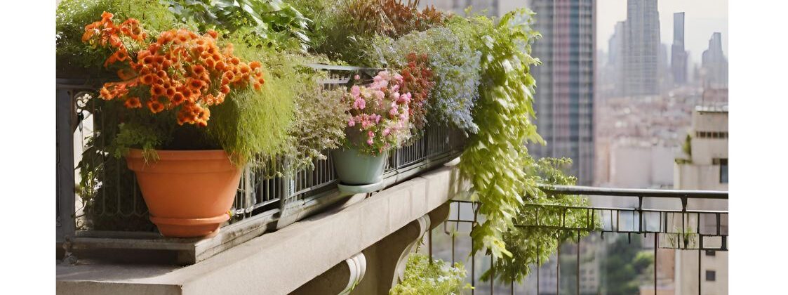 Balkon pełen roślin